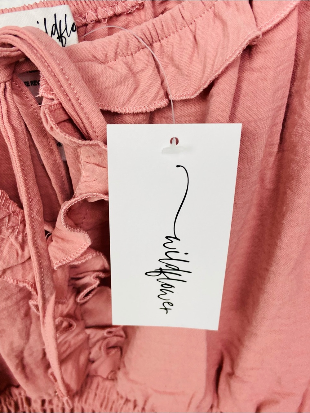 NWT Wildflowers Dusty Rose Smocked Ruffle Peasant Blouse size large - Picture 6 of 10